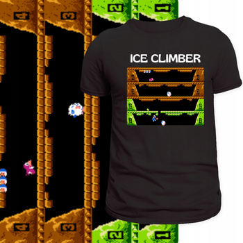 T-Shirt Męski Nadruk Koszulka Ice Climber NES Gra Retro Prezent