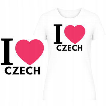 T-Shirt Damski Koszulka Super Nadruk I LOVE CZECH Turystyczna Prezent