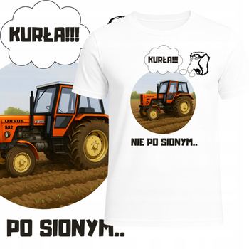 T-Shirt Męski Nadruk Koszulka Żniwa Rolnik Traktor Nosacz Lato Prezent