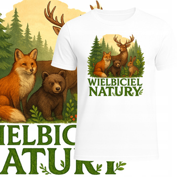 T-Shirt Męski Koszulka Nadruk Natura Zwierzęta Las Przyroda Prezent