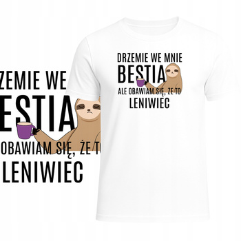 T-Shirt Męski Koszulka Zabawny Nadruk Leniwiec HIT Prezent Dla Leniucha