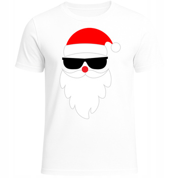 Koszulka z Nadrukiem Mikołaja w Okularach Świąteczna Zabawna Prezent