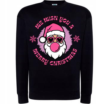 Bluza Świąteczna Różowy Mikołaj Merry Christmas Modny Super na Prezent