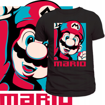 T-Shirt Męski Koszulka Nadruk Super Mario Bros Retro Gaming Prezent