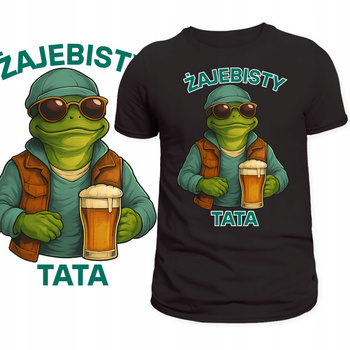 T-Shirt Męski Koszulka Zabawny Nadruk Żajebisty Tata Prezent Dzień Ojca