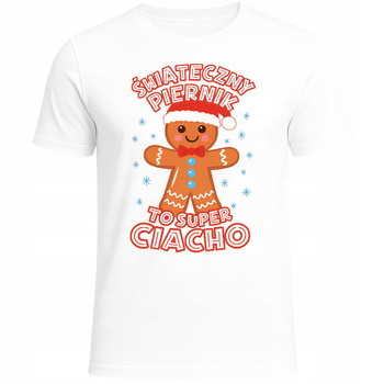 Koszulka Świąteczna z Nadrukiem Piernik Super Śmieszna Ciacho Prezent