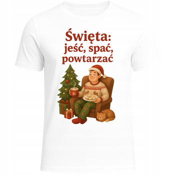 Koszulka Świąteczna Święta Jeść Spać Powtarzać Super Zabawny Prezent