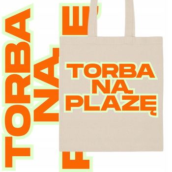 Torba Eco Bawełniana na Zakupy na Plażę na Ramię Nadruk Wakacje Lato