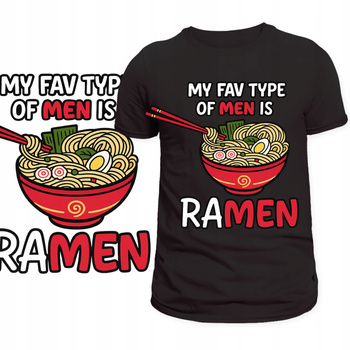 T-Shirt Męski Koszulka Nadruk Dwuznaczny Tekst RaMen Śmieszny Prezent