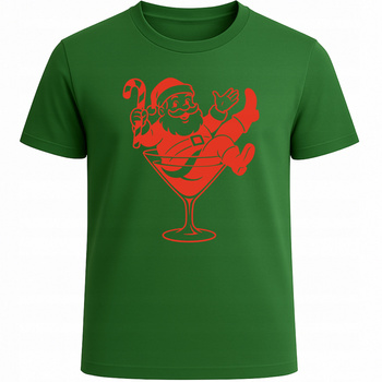 Koszulka Świąteczna Zabawna Mikołaj w Kieliszku Super Prezent na Święta