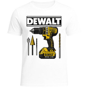T-Shirt Męski Koszulka z Nadrukiem DEWALT Wiertarka Budowa HIT Prezent