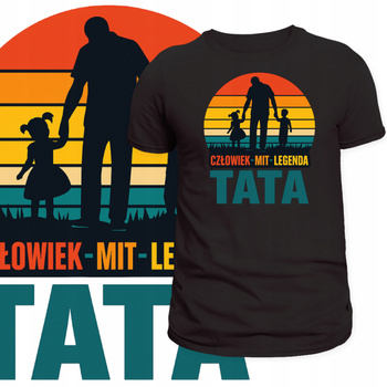 T-Shirt Męski Koszulka Nadruk Tata Legenda Mit Prezent na Dzień Ojca