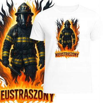 T-Shirt Męski Nadruk dla Strażaka Nieustraszony Strażak Ogień Prezent
