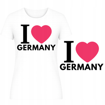 T-Shirt Damski Koszulka Super Nadruk I LOVE GERMANY Turystyczna Prezent