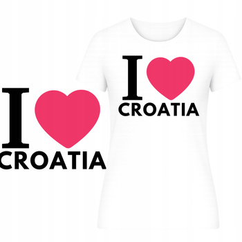 T-Shirt Damski Koszulka Super Nadruk I LOVE CROATIA Turystyczna Prezent