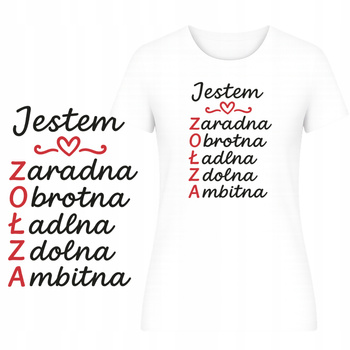 T-Shirt Damski Koszulka Zabawny Nadruk Zołza Super Prezent dla Zołzy