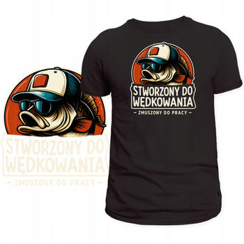 T-Shirt Męski Koszulka Zabawny Nadruk Stworzony Do Wędkowania Prezent