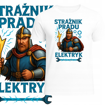 T-Shirt Męski Nadruk dla Elektryka Strażnik Prądu Elektryk Prezent
