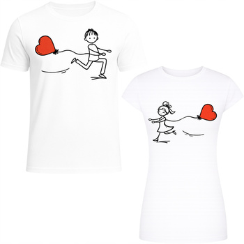 2x Koszulka dla Par Matching Serduszko Prezent Komplet na WALENTYNKI