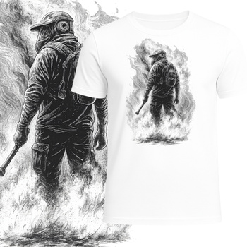 T-Shirt Męski Koszulka Nadruk dla Strażaka Strażak Ogień Prezent