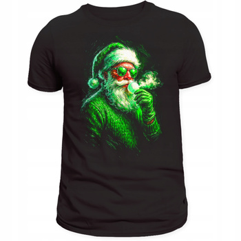 Koszulka Świąteczna Zielony Mikołaj Nadruk 3D Prezent na Święta Bawełna
