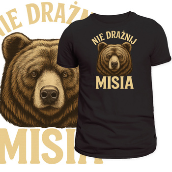 T-Shirt Męski Koszulka Nadruk Miś Nie Drażnij Misia Niedźwiedź Prezent