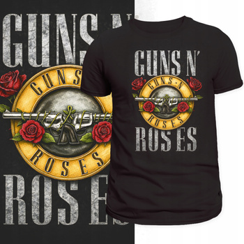 T-Shirt Męski Nadruk Koszulka Guns N Roses Rock & Roll Hard HD Prezent S