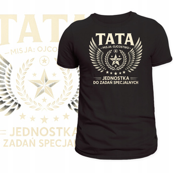 T-Shirt Męski Koszulka Nadruk Tata Misja Specjalna Prezent Dzień Ojca