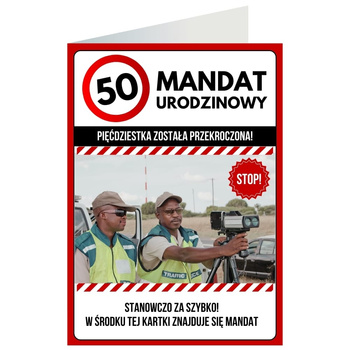 Kartka okolicznościowa - Mandat, 50 urodziny