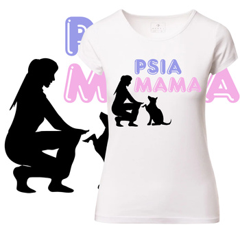 T-Shirt Damski Koszulka Nadruk Psia Mama Pies Pupil Przyjaciel Prezent