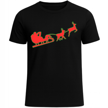 Koszulka Świąteczna Mikołaj Z Reniferami Na Saniach Prezent Na Święta