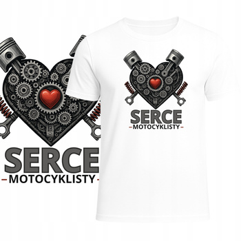 T-Shirt Męski Koszulka Super Nadruk Serce Motocyklisty Motor Prezent
