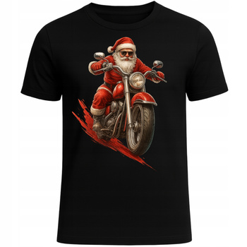 Koszulka Świąteczna Motocyklowa Mikołaj Biker Prezent dla Fanów Moto