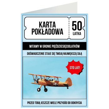 Kartka okolicznościowa - Karta pokładowa, 50 lat