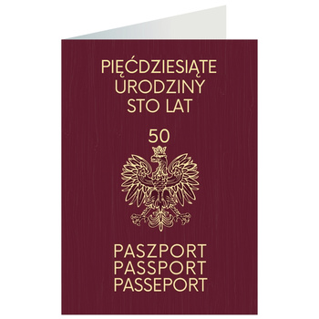 Kartka okolicznościowa - Paszport, 50 urodziny