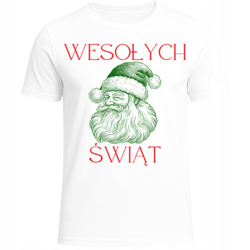 Koszulka Świąteczna z Nadrukiem Wesołych Świąt Mikołaj Retro Prezent