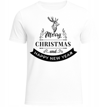 Koszulka Świąteczna z Nadrukiem Merry Christmas Nowy Rok Prezent Modna