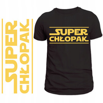 Koszulka Na Dzień Chłopaka z Nadrukiem Super Chłopak Idealna na Prezent
