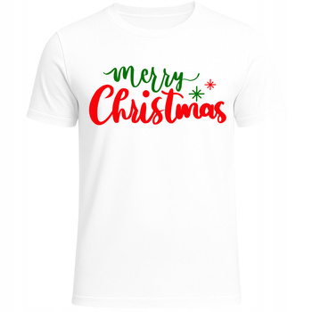 Koszulka Świąteczna z Nadrukiem Merry Christmas Modny Prezent Gwiazdka