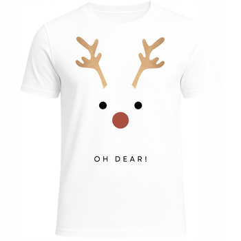 Koszulka Świąteczna Renifer OH DEAR Zabawny Nadruk Prezent Mikołajki