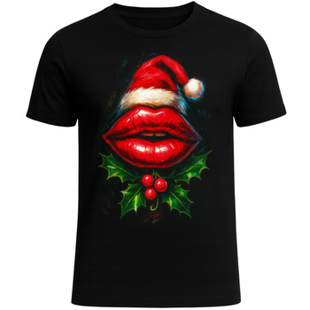 Koszulka Świąteczna Super Usta w Mikołajkowej Czapce Idealny Prezent