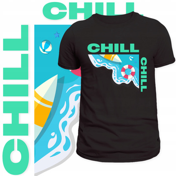 T-Shirt Męski Koszulka Nadruk Chill Wakacje Plaża Lato Prezent