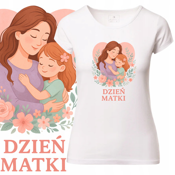 T-Shirt Damski Koszulka Nadruk Uroczy Mama Dziecko Prezent Dzień Matki