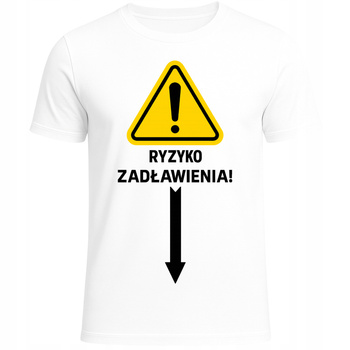 Koszulka Męska Śmieszna Ryzyko Zadławienia Super Prezent z Humorem HIT