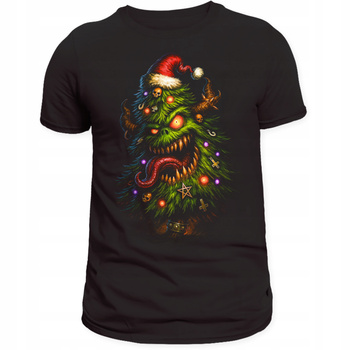 Koszulka Świąteczna Straszna Choina Upiorny Nadruk 3D Prezent Bawełna