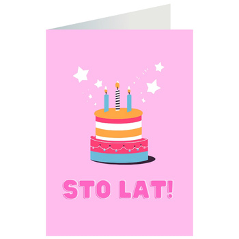 Kartka okolicznościowa - Sto lat!, tort