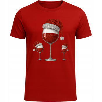 Koszulka Świąteczna Śmieszny Nadruk Wino Super Prezent Święta Gwiazdka CZERWONY