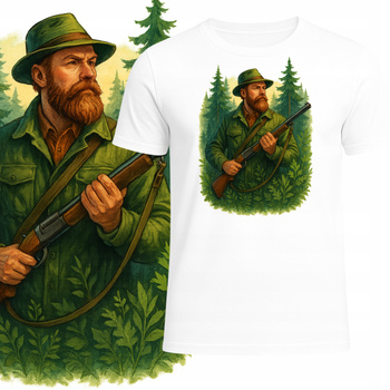 T-Shirt Męski Koszulka Nadruk dla Myśliwego Polowanie Las Prezent