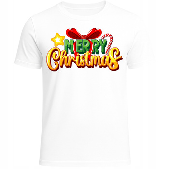 Koszulka Świąteczna z Nadrukiem Merry Christmas Prezent Super Gwiazdka