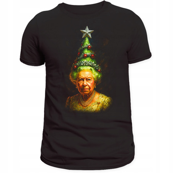 Koszulka Świąteczna Królowa Elżbieta Zabawny Nadruk 3D Prezent Bawełna